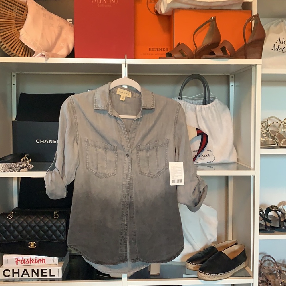 Button up black and grey ombré shirt